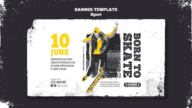 Modello di banner orizzontale concetto sport