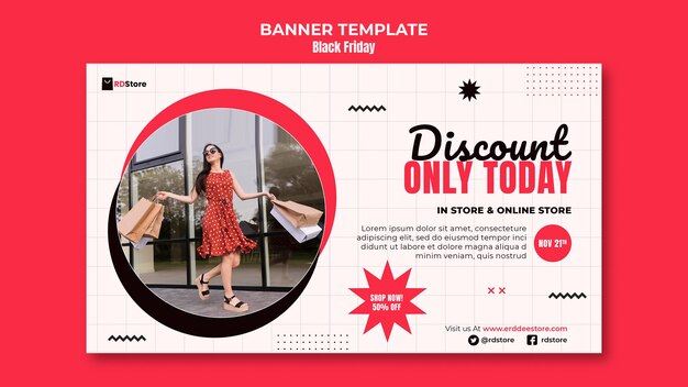 Modello di banner orizzontale del Black Friday
