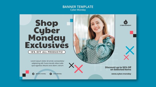 Modello di banner orizzontale del cyber lunedì