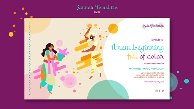 Modello di banner orizzontale del festival di Holi