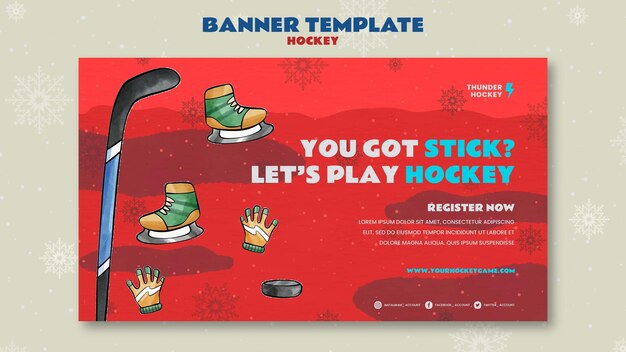 Modello di banner orizzontale del gioco di hockey
