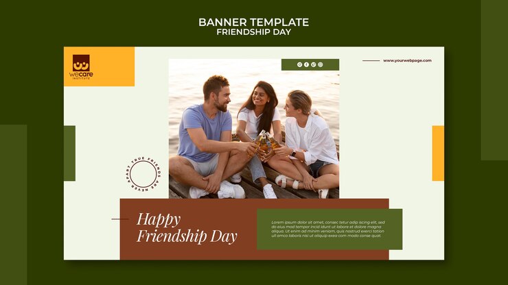 PSD gratuito modello di banner orizzontale del giorno dell'amicizia nei toni della terra