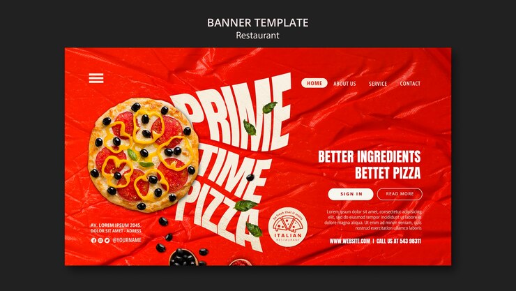 PSD gratuito modello di banner orizzontale delizioso cibo italiano