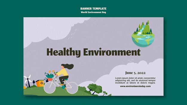 Modello di banner orizzontale della giornata mondiale dell'ambiente