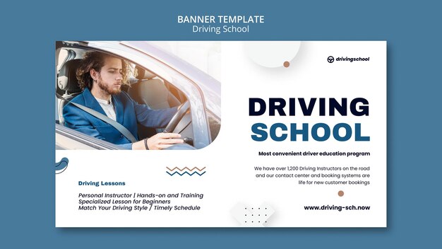 Modello di banner orizzontale della scuola guida