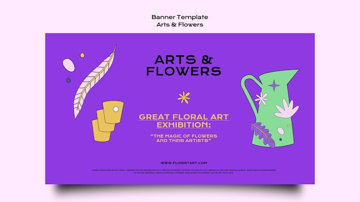 PSD gratuito modello di banner orizzontale di arti e fiori