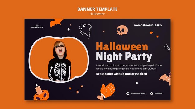 Modello di banner orizzontale di Halloween