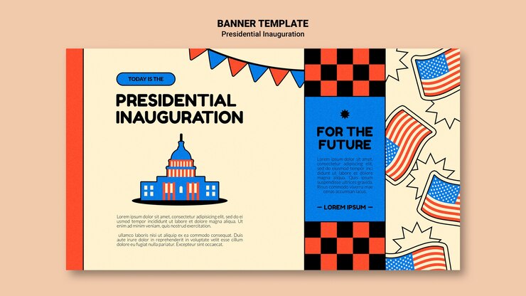 PSD gratuito modello di banner orizzontale di inaugurazione presidenziale americana