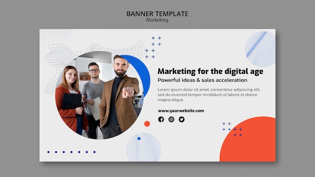 Modello di banner orizzontale di marketing aziendale