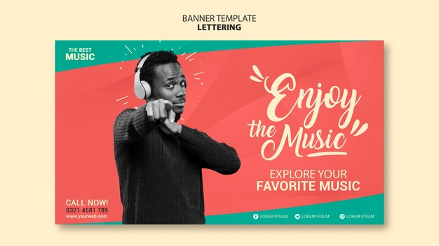 Modello di banner orizzontale di musica