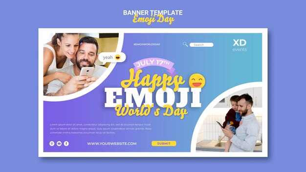 Modello di banner orizzontale Emoji day