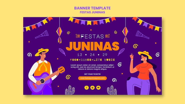 PSD gratuito modello di banner orizzontale festas juninas