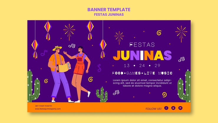 PSD gratuito modello di banner orizzontale festas juninas