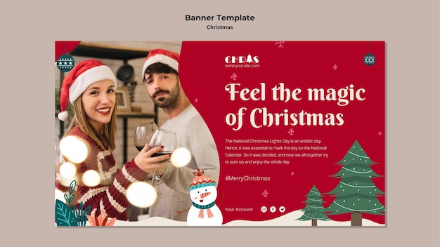 Modello di banner orizzontale festivo di natale