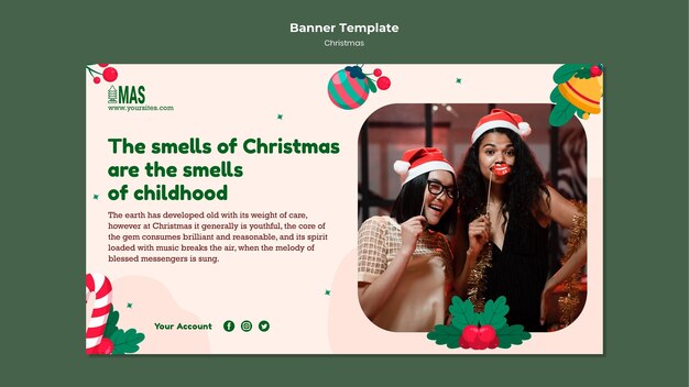 Modello di banner orizzontale festivo di natale