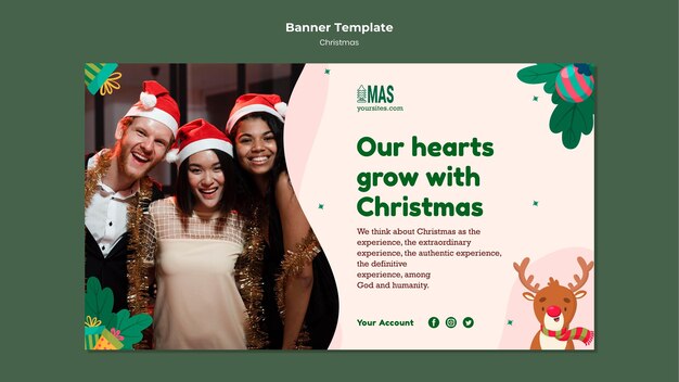 Modello di banner orizzontale festivo di natale