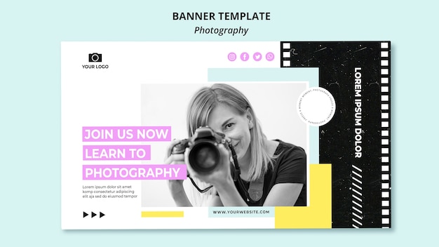 Modello di banner orizzontale fotografia creativa