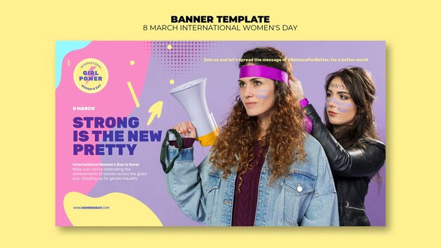 Modello di banner orizzontale giorno delle belle donne con foto