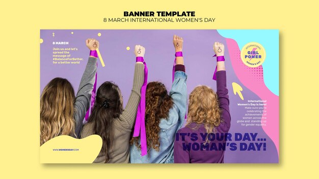 Modello di banner orizzontale giorno delle belle donne con foto