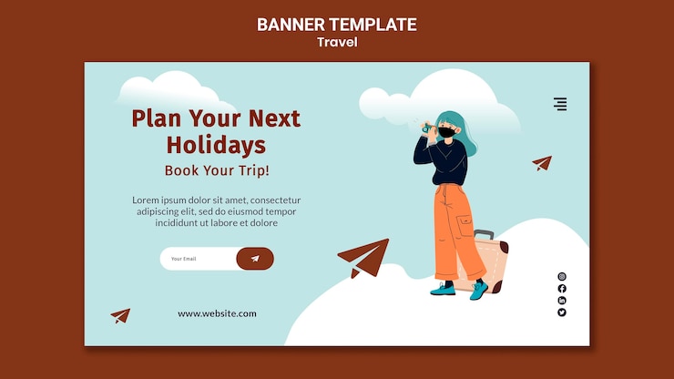 PSD gratuito modello di banner orizzontale in viaggio