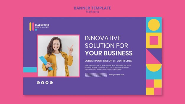 Modello di banner orizzontale per agenzia di marketing creativa
