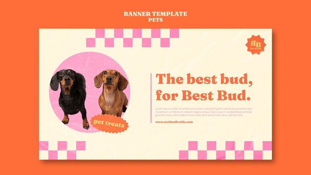 Modello di banner orizzontale per animali domestici organici con cane carino