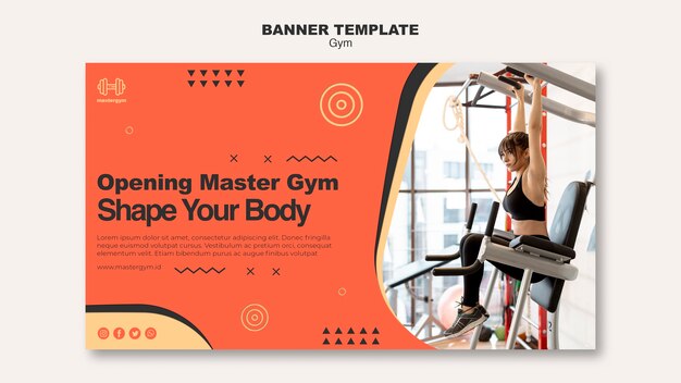 Modello di banner orizzontale per attività in palestra