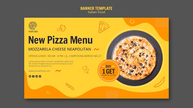 Modello di banner orizzontale per bistrot di cibo italiano