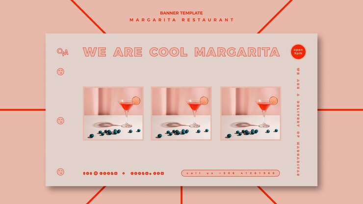 PSD gratuito modello di banner orizzontale per drink cocktail margarita