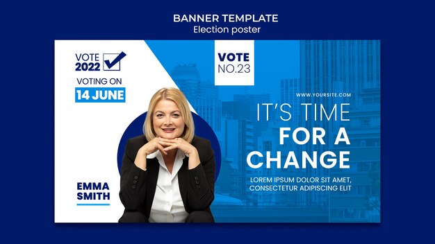 Modello di banner orizzontale per elezioni e politica