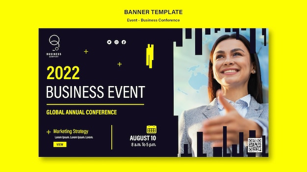 Modello di banner orizzontale per eventi aziendali professionali