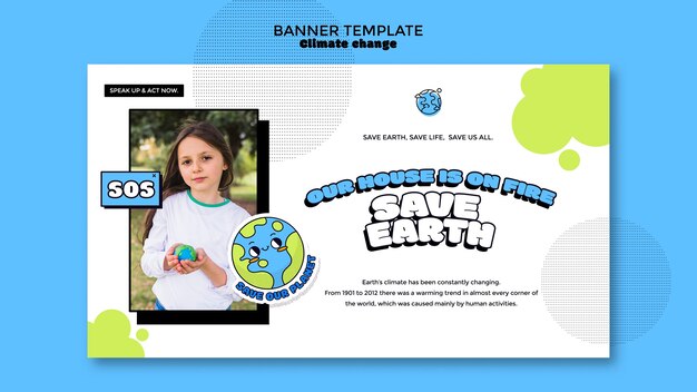 Modello di banner orizzontale per fermare il cambiamento climatico