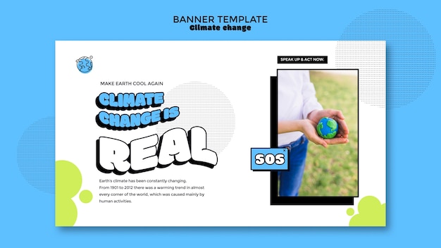 Modello di banner orizzontale per fermare il cambiamento climatico