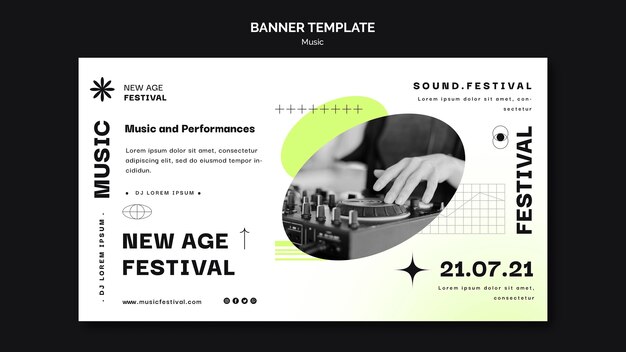 Modello di banner orizzontale per festival di musica new age