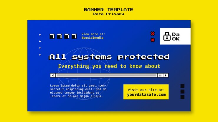 PSD gratuito modello di banner orizzontale per il servizio di sicurezza informatica