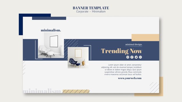 Modello di banner orizzontale per l'interior design