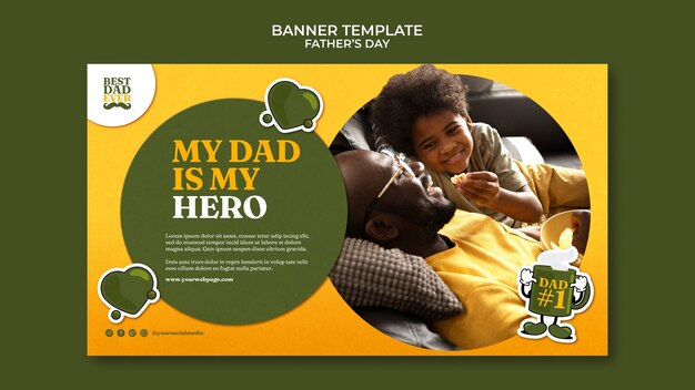 Modello di banner orizzontale per la celebrazione della festa del padre