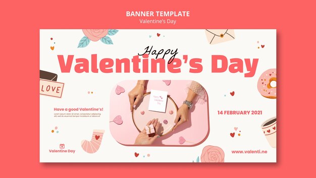 Modello di banner orizzontale per la festa di San Valentino