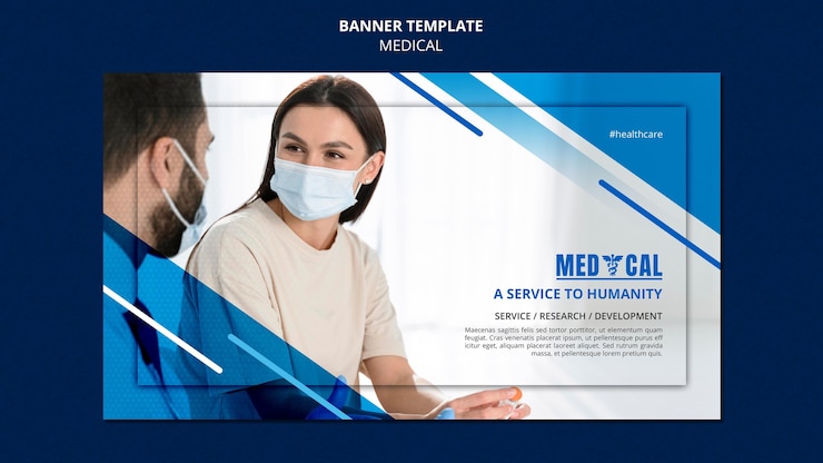 PSD gratuito modello di banner orizzontale per la vaccinazione contro il coronavirus