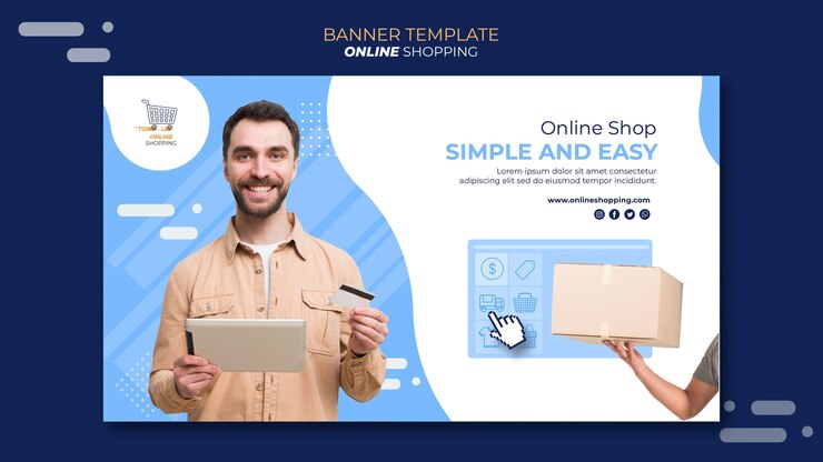 PSD gratuito modello di banner orizzontale per lo shopping online