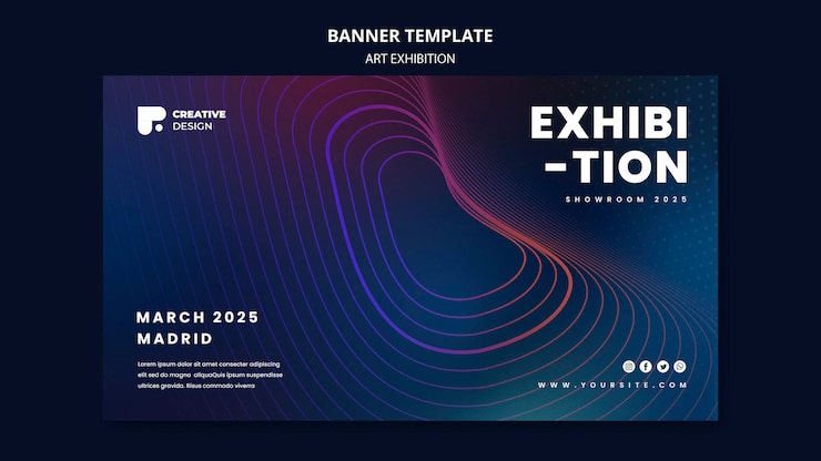 PSD gratuito modello di banner orizzontale per mostra d'arte
