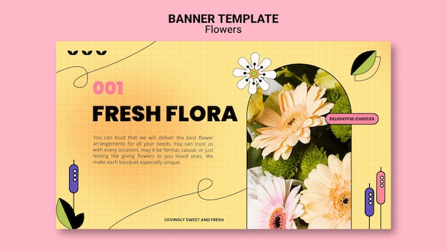 Modello di banner orizzontale per negozio di fiori