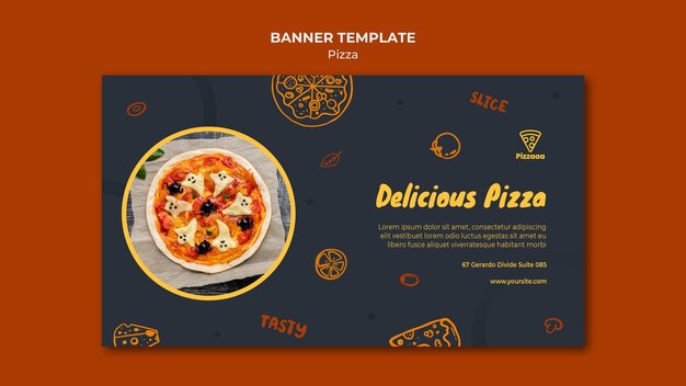 Modello di banner orizzontale per ristorante pizzeria