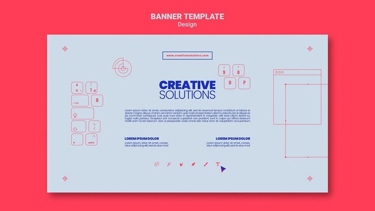 PSD gratuito modello di banner orizzontale per soluzioni aziendali creative