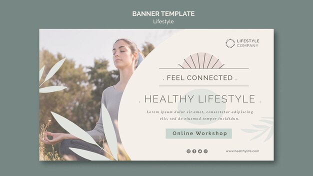 Modello di banner orizzontale per un'azienda di stile di vita sano