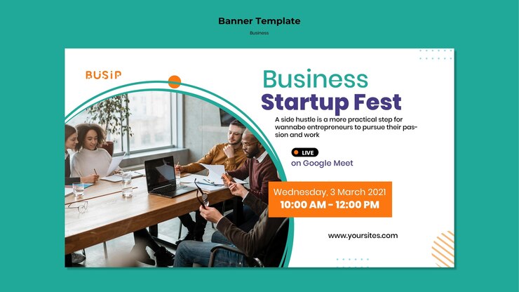 PSD gratuito modello di banner orizzontale per webinar e avvio aziendale