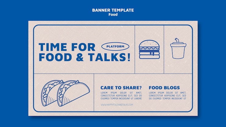 PSD gratuito modello di banner orizzontale ristorante fast food in stile semplice monocromatico