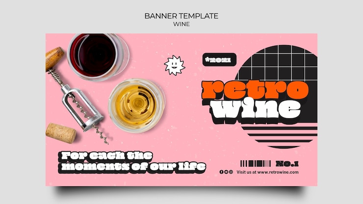 PSD gratuito modello di banner orizzontale vino retrò