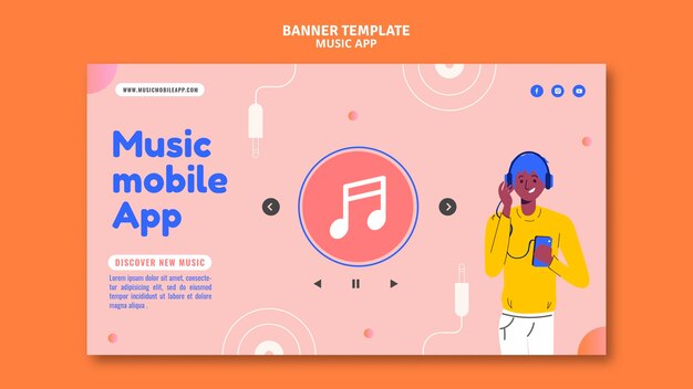Modello di banner per app per dispositivi mobili di musica