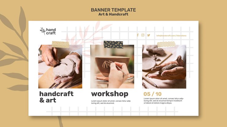 PSD gratuito modello di banner per arte e artigianato
